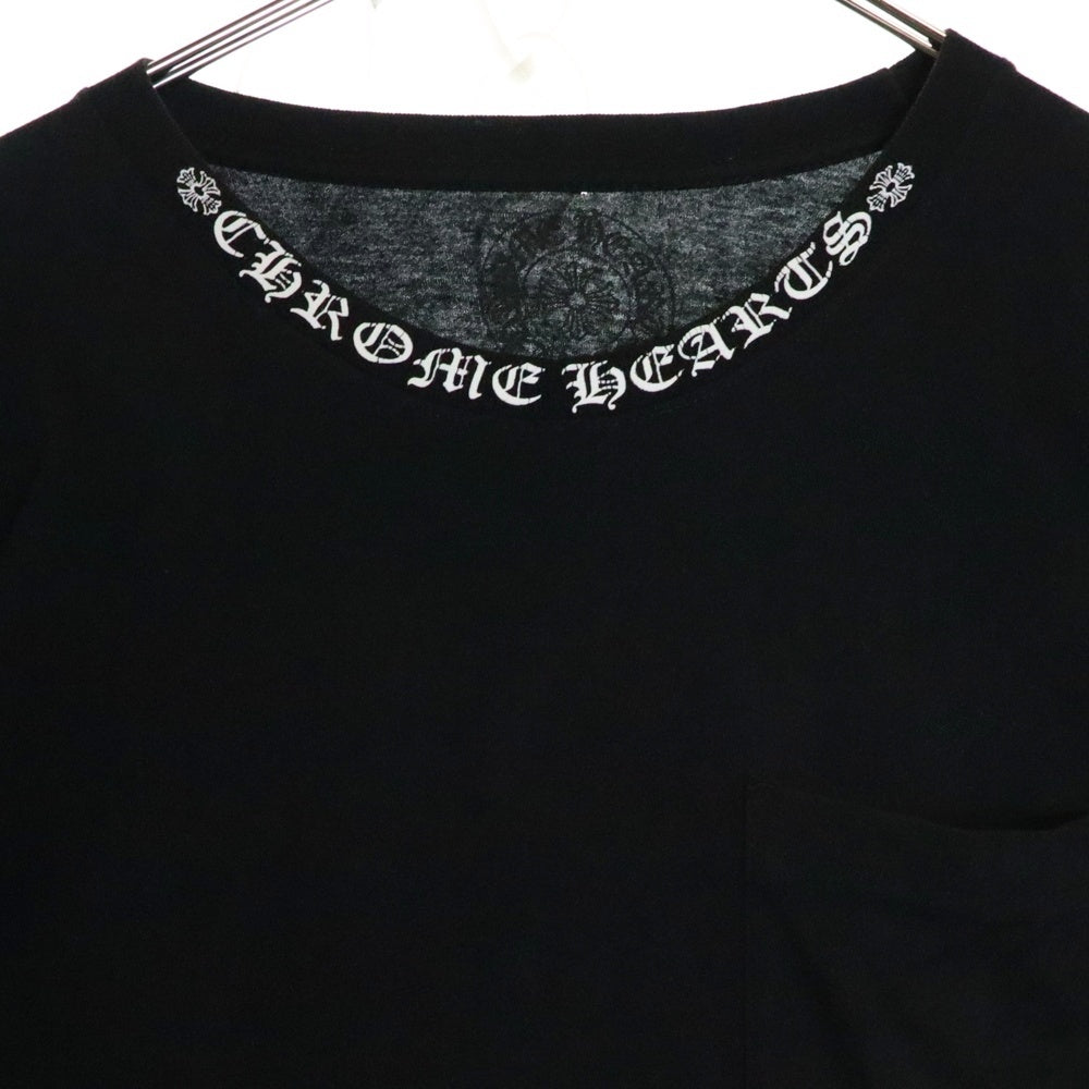 CHROME HEARTS(クロムハーツ) Neck Logo ネックロゴ アームプリント ロングスリーブ L/S 長袖 ポケットTシャツ カットソー ブラック