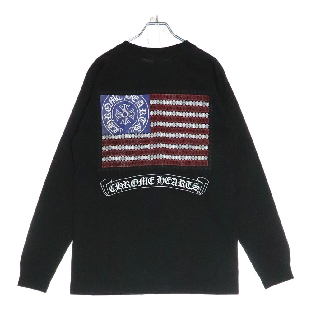 CHROME HEARTS(クロムハーツ) American Flag 星条旗プリント ロングスリーブ 長袖Tシャツ ブラック