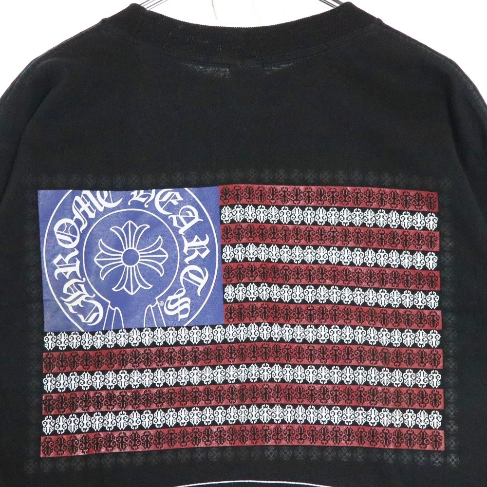 CHROME HEARTS(クロムハーツ) American Flag 星条旗プリント ロングスリーブ 長袖Tシャツ ブラック