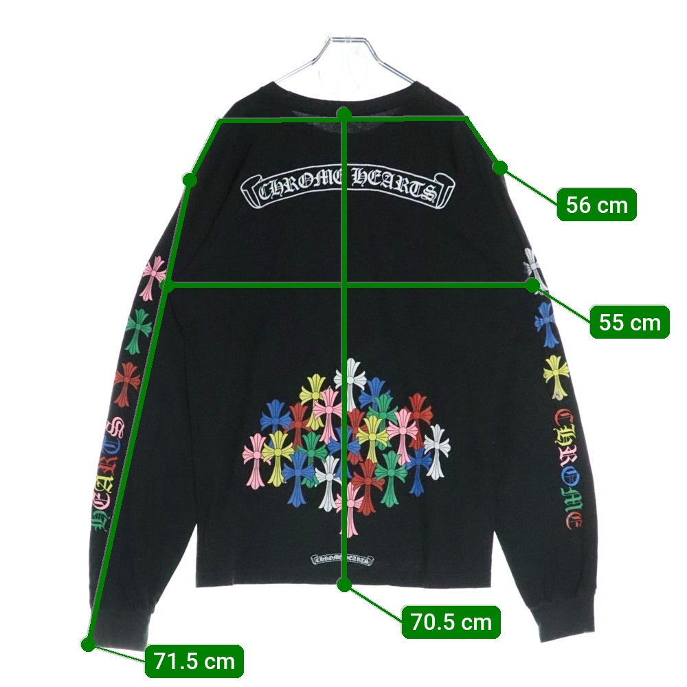 CHROME HEARTS(クロムハーツ) MLTCOL CEM CRS LS マルチセメタリークロスプリント ロングスリーブ 長袖Tシャツ ブラック