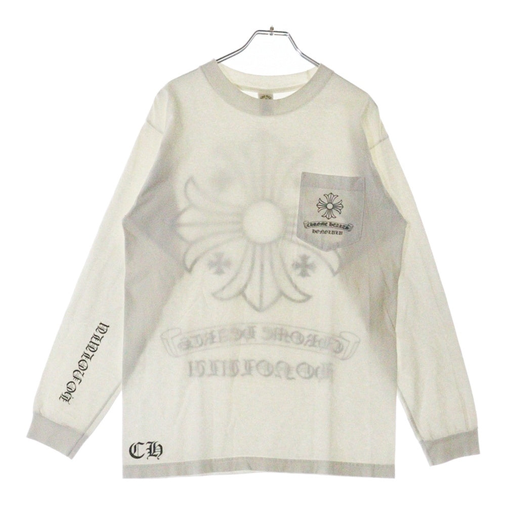 CHROME HEARTS(クロムハーツ) CH PLS L/S CHプラス 両面プリント ロングスリーブ 長袖Tシャツ ホワイト
