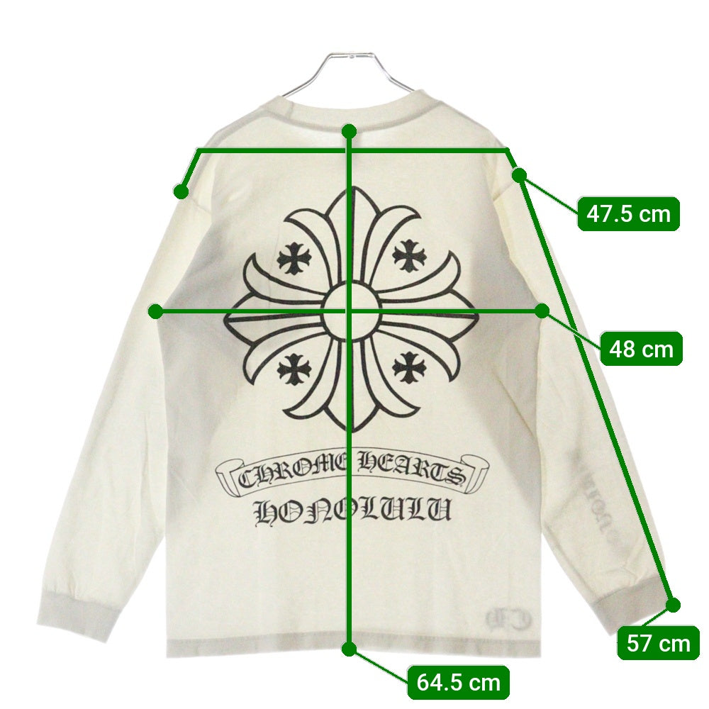 CHROME HEARTS(クロムハーツ) CH PLS L/S CHプラス 両面プリント ロングスリーブ 長袖Tシャツ ホワイト