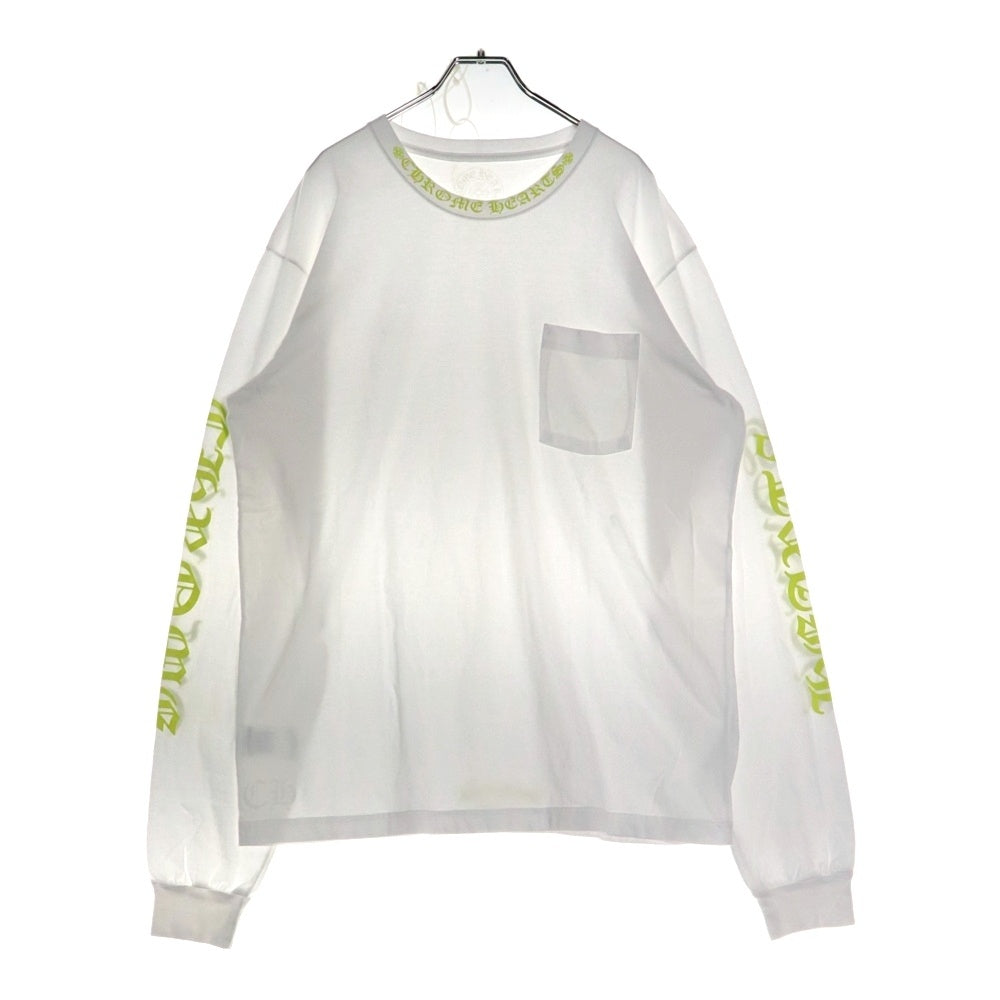 CHROME HEARTS(クロムハーツ) Neck Logo ネックロゴ アームプリント ロングスリーブ L/S 長袖 ポケットTシャツ カットソー ホワイト