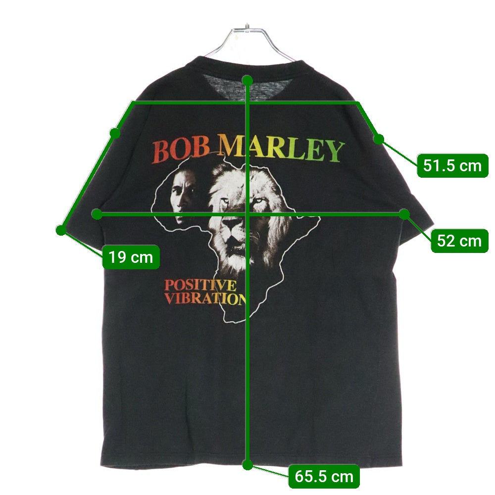 VINTAGE(ヴィンテージ) 90S BOB MARLEY POSITIVE VIBRATION ボブマーリー 両面プリント 半袖 Tシャツ ブラック