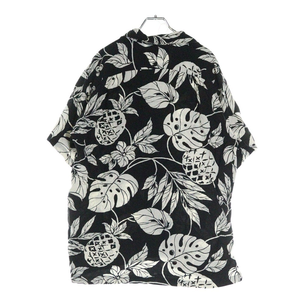 POLO RALPH LAUREN(ポロラルフローレン) 90s ADAMS Aloha Shirt ビスコース ハワイアン アロハシャツ 半袖シャツ ブラック×ホワイト