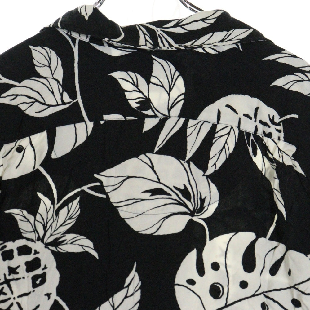 POLO RALPH LAUREN(ポロラルフローレン) 90s ADAMS Aloha Shirt ビスコース ハワイアン アロハシャツ 半袖シャツ ブラック×ホワイト