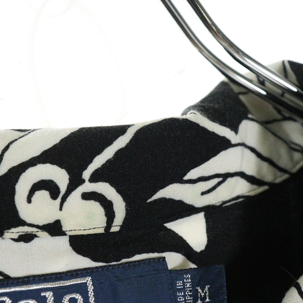 POLO RALPH LAUREN(ポロラルフローレン) 90s ADAMS Aloha Shirt ビスコース ハワイアン アロハシャツ 半袖シャツ ブラック×ホワイト