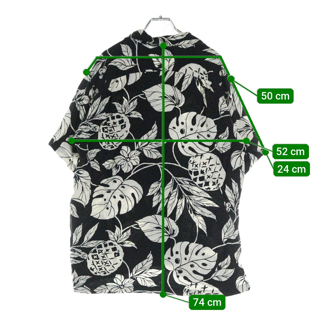 POLO RALPH LAUREN(ポロラルフローレン) 90s ADAMS Aloha Shirt ビスコース ハワイアン アロハシャツ 半袖シャツ ブラック×ホワイト