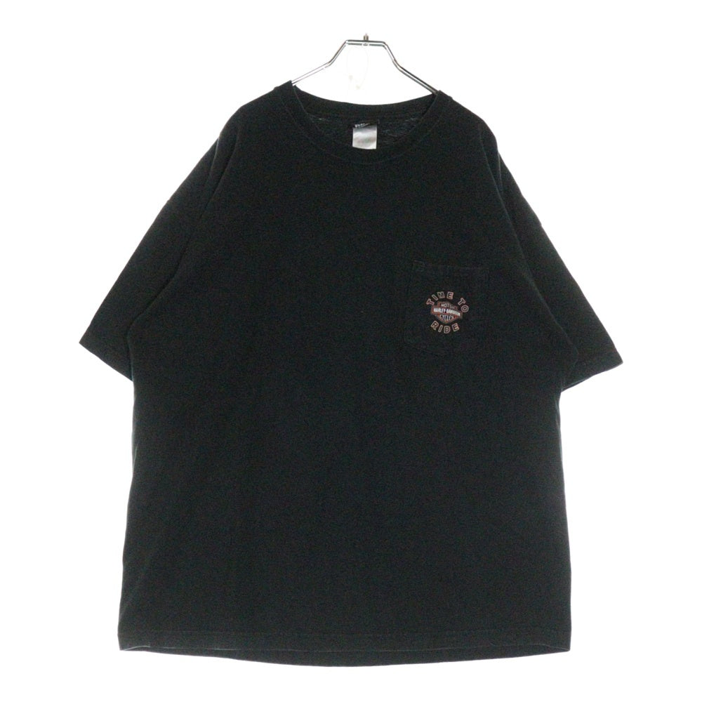 HARLEY DAVIDSON(ハーレーダビッドソン) 00s VINTAGE Eagle イーグル フレイム 両面プリント 半袖Tシャツ ブラック