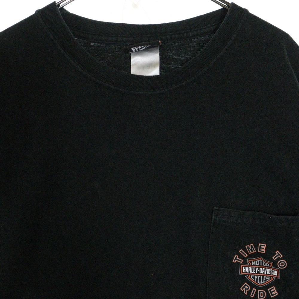 HARLEY DAVIDSON(ハーレーダビッドソン) 00s VINTAGE Eagle イーグル フレイム 両面プリント 半袖Tシャツ ブラック