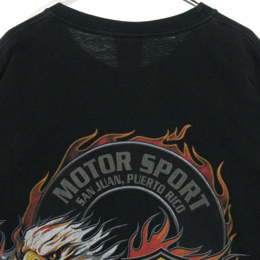 HARLEY DAVIDSON(ハーレーダビッドソン) 00s VINTAGE Eagle イーグル フレイム 両面プリント 半袖Tシャツ ブラック