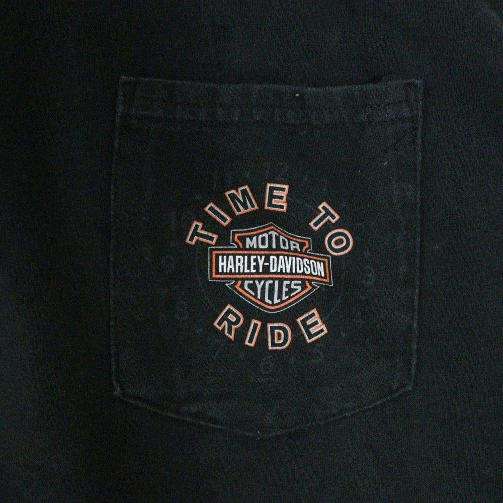 HARLEY DAVIDSON(ハーレーダビッドソン) 00s VINTAGE Eagle イーグル フレイム 両面プリント 半袖Tシャツ ブラック