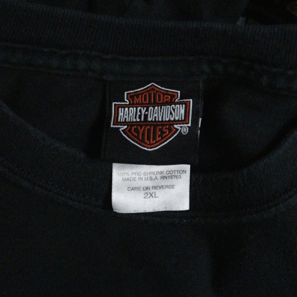 HARLEY DAVIDSON(ハーレーダビッドソン) 00s VINTAGE Eagle イーグル フレイム 両面プリント 半袖Tシャツ ブラック
