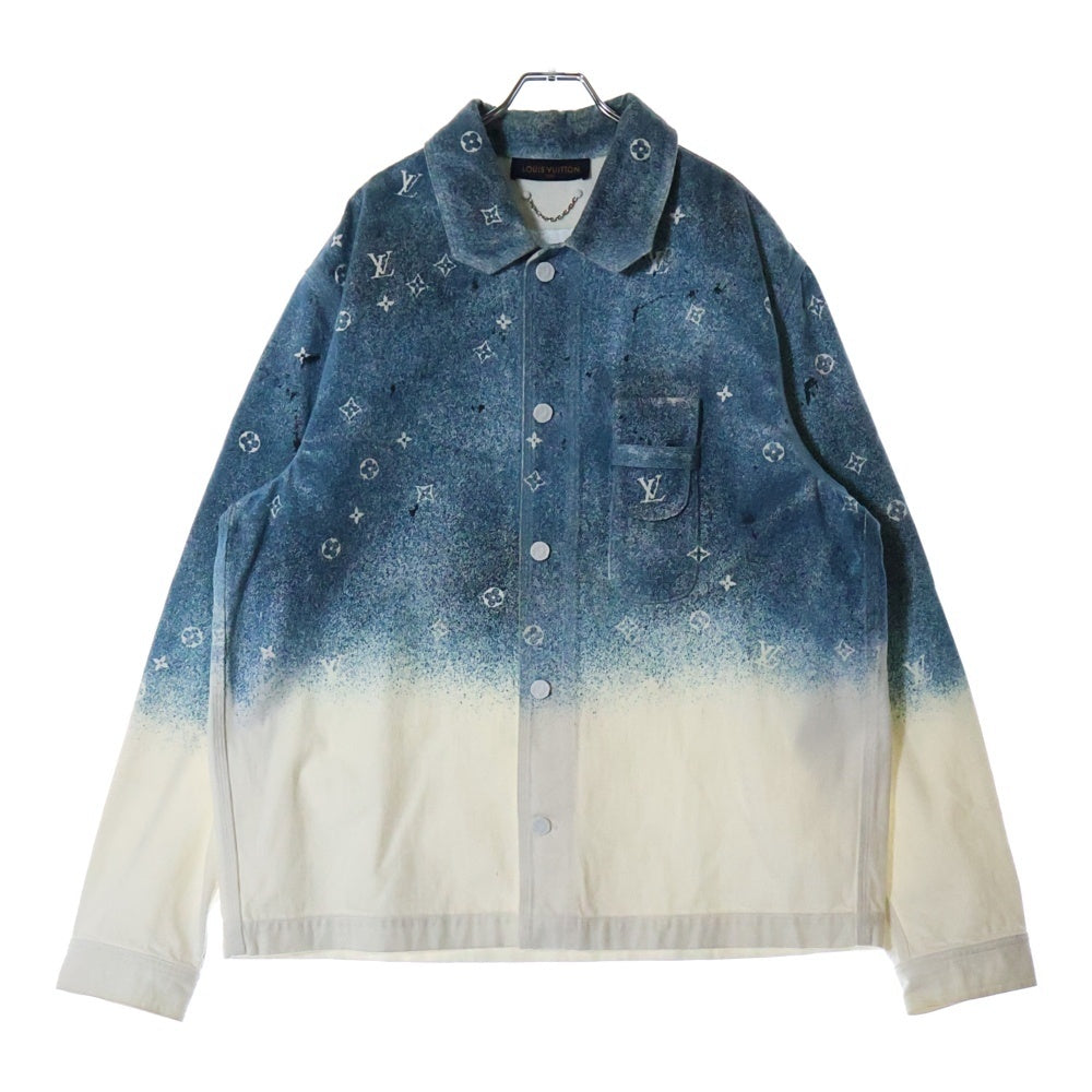 LOUIS VUITTON(ルイヴィトン) 20SS RM201M QYZ HIS09W モノグラムグラデーション長袖シャツ インディゴ/ホワイト