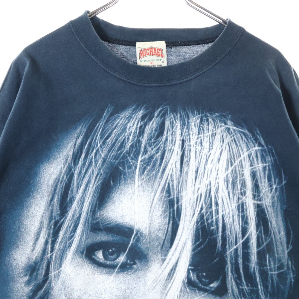 VINTAGE(ヴィンテージ) 90s NIRVANA KURT COBAIN MEMORIAL FACE BOOTLEG LS TEE ニルヴァーナ カートコバーン ブートレグ メモリアル両面プリント長袖Tシャツ 長袖カットソー ネイビー