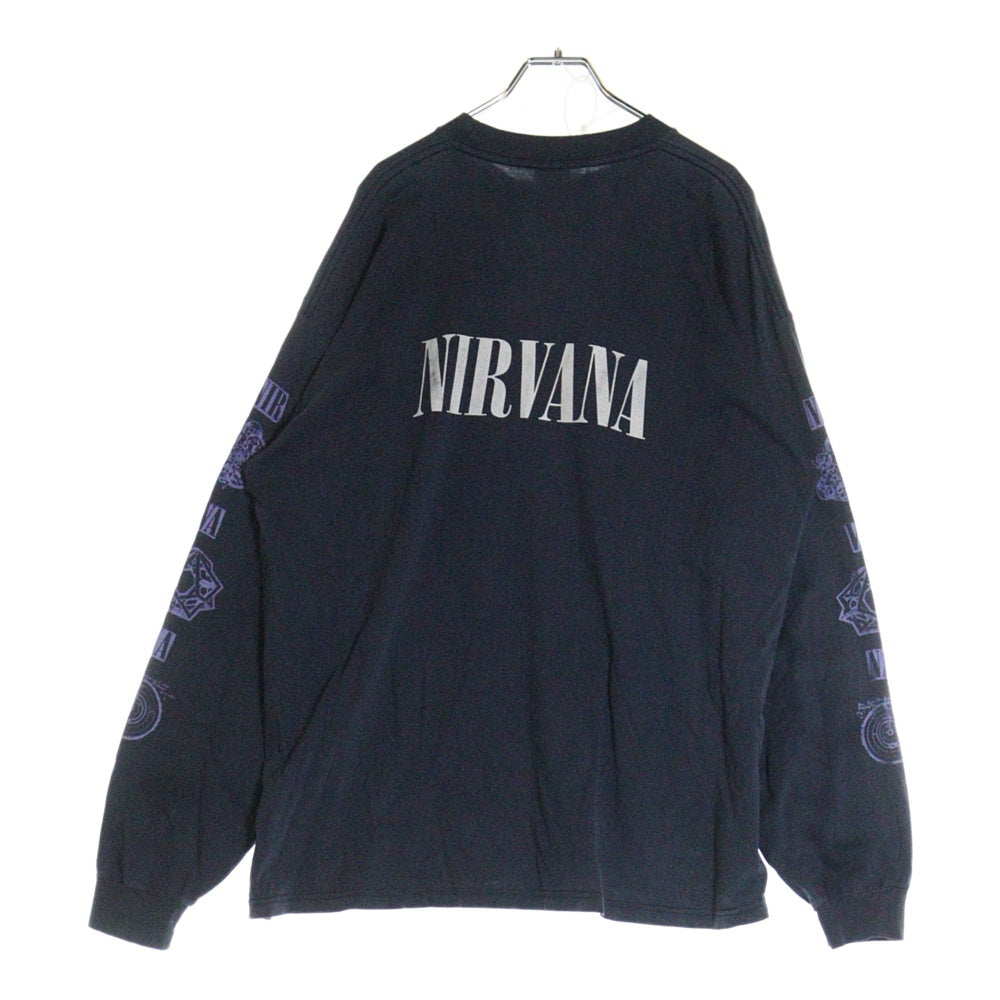 VINTAGE(ヴィンテージ) 90S NIRVANA KURT COBAIN MEMORIAL BOOTLEG ニルヴァーナ 追悼 ブートレグ ロングスリーブ 長袖Tシャツ ネイビー