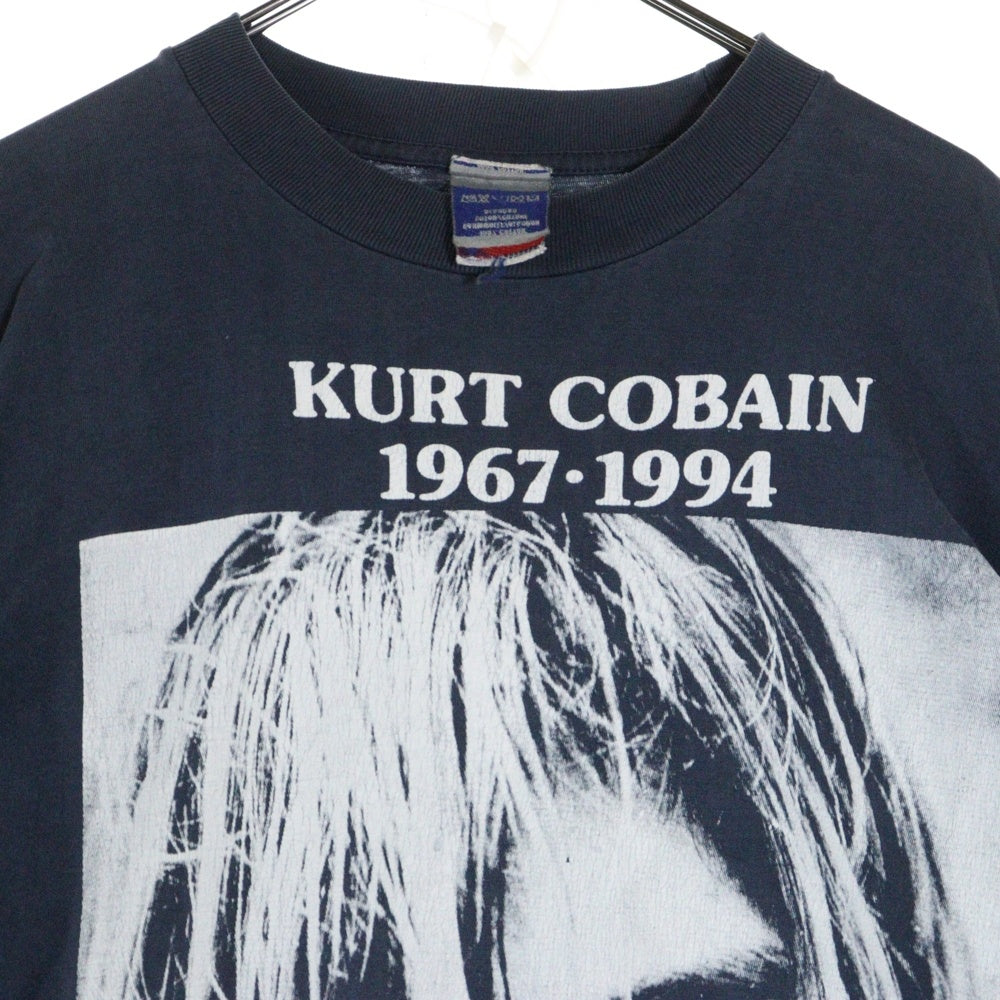 VINTAGE(ヴィンテージ) 90S NIRVANA KURT COBAIN MEMORIAL BOOTLEG ニルヴァーナ 追悼 ブートレグ ロングスリーブ 長袖Tシャツ ネイビー
