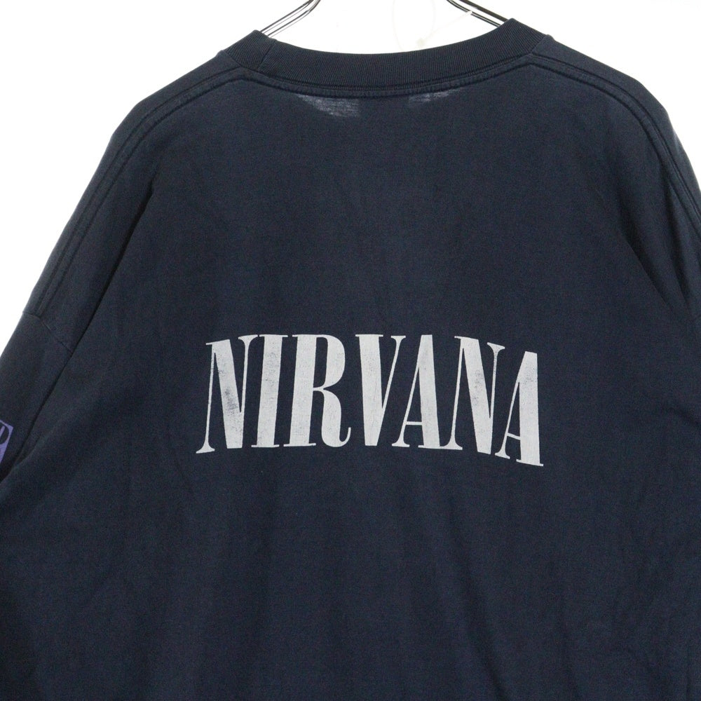VINTAGE(ヴィンテージ) 90S NIRVANA KURT COBAIN MEMORIAL BOOTLEG ニルヴァーナ 追悼 ブートレグ ロングスリーブ 長袖Tシャツ ネイビー