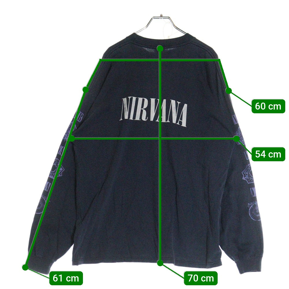 VINTAGE(ヴィンテージ) 90S NIRVANA KURT COBAIN MEMORIAL BOOTLEG ニルヴァーナ 追悼 ブートレグ ロングスリーブ 長袖Tシャツ ネイビー