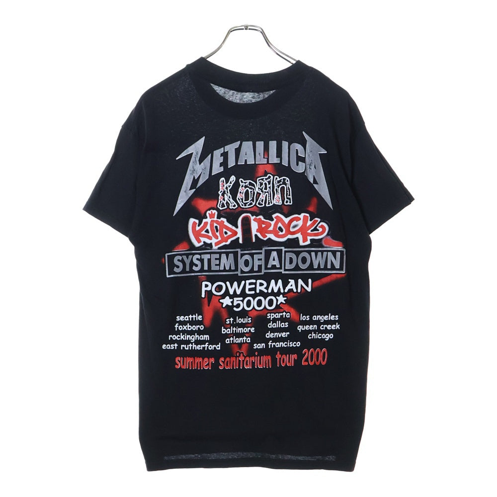 VINTAGE(ヴィンテージ) 00S METALLICA PUSHEAD YING YANG SKULL SUMMER SANITARIUM TOUR 2000 BOOTLEG メタリカ パスヘッド ブートレグ 両面プリント 半袖Tシャツ ブラック