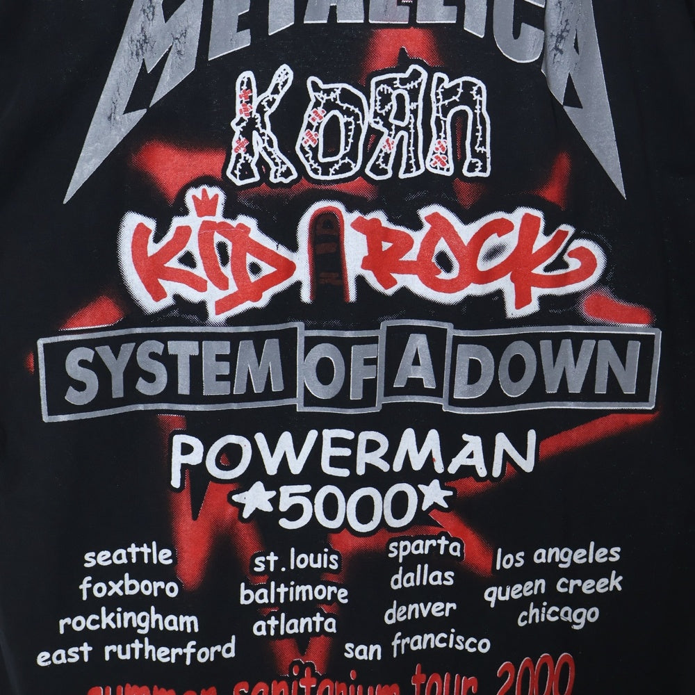 VINTAGE(ヴィンテージ) 00S METALLICA PUSHEAD YING YANG SKULL SUMMER SANITARIUM TOUR 2000 BOOTLEG メタリカ パスヘッド ブートレグ 両面プリント 半袖Tシャツ ブラック