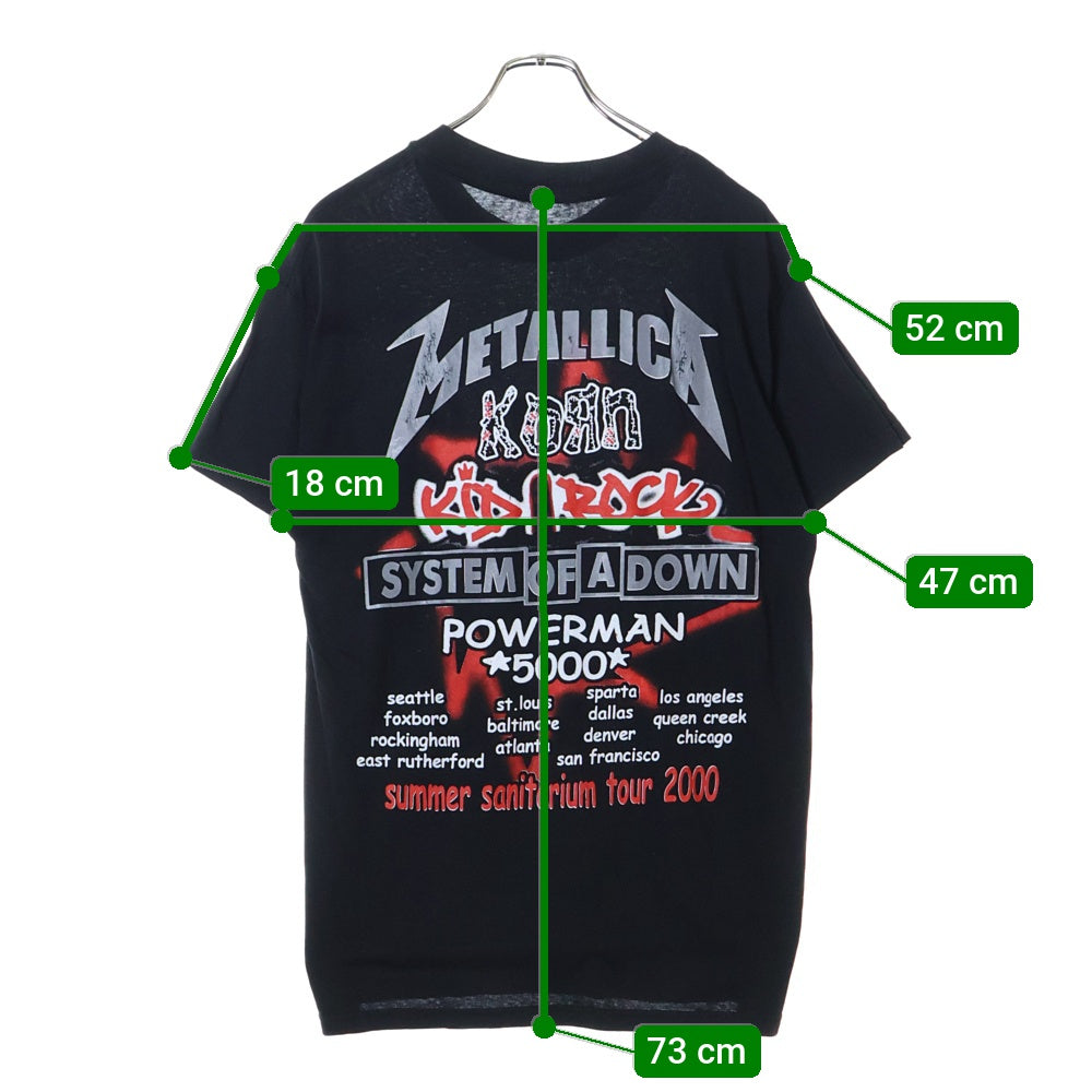 VINTAGE(ヴィンテージ) 00S METALLICA PUSHEAD YING YANG SKULL SUMMER SANITARIUM TOUR 2000 BOOTLEG メタリカ パスヘッド ブートレグ 両面プリント 半袖Tシャツ ブラック