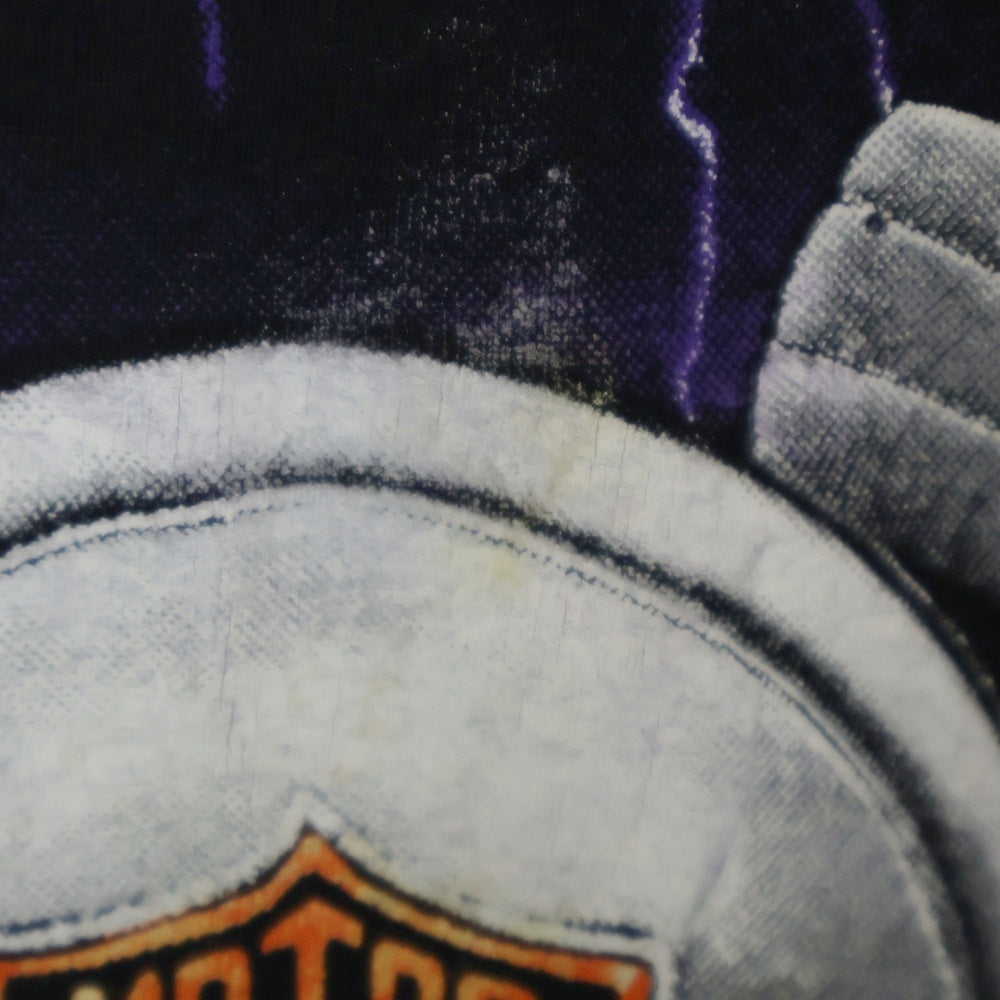 VINTAGE(ヴィンテージ) 90S Harley Davidson Thunder & Lightning ハーレーダビッドソン サンダー ライトニング オーバープリント 半袖Tシャツ ブラック