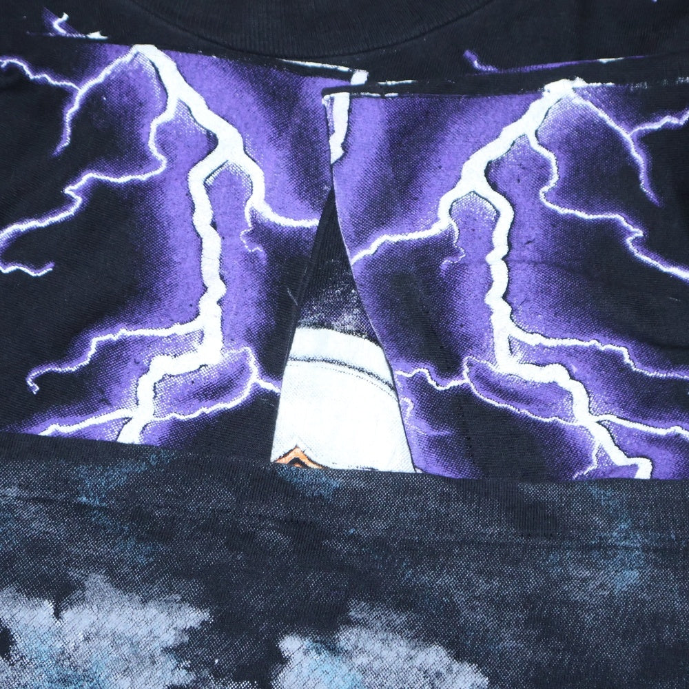 VINTAGE(ヴィンテージ) 90S Harley Davidson Thunder & Lightning ハーレーダビッドソン サンダー ライトニング オーバープリント 半袖Tシャツ ブラック