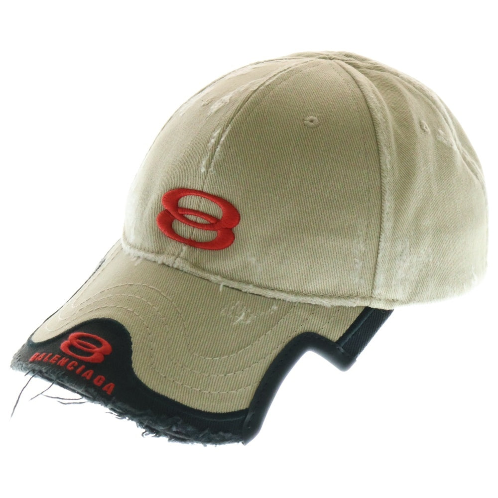 BALENCIAGA(バレンシアガ) 23SS Double Unity Cap ダメージ加工 6パネル キャップ ブラウン