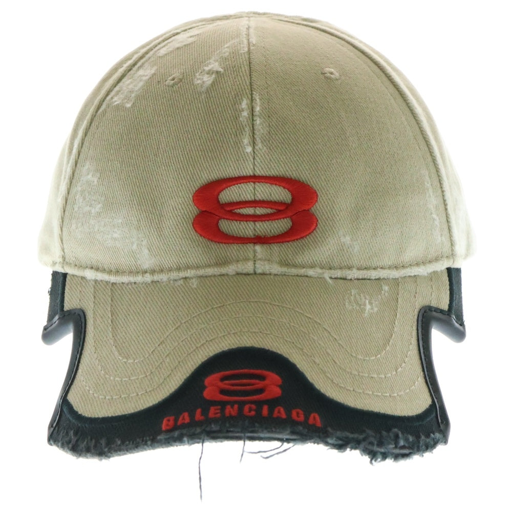 BALENCIAGA(バレンシアガ) 23SS Double Unity Cap ダメージ加工 6パネル キャップ ブラウン