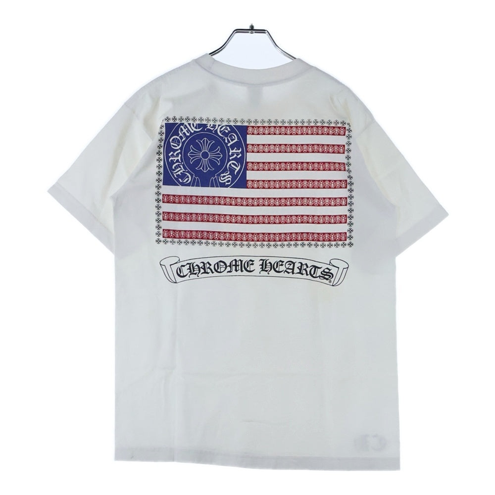 CHROME HEARTS(クロムハーツ) OLD AMERICAN FLAG TEE オールド アメリカンフラッグTシャツ 星条旗 ホースシュープリント 半袖カットソー ホワイト