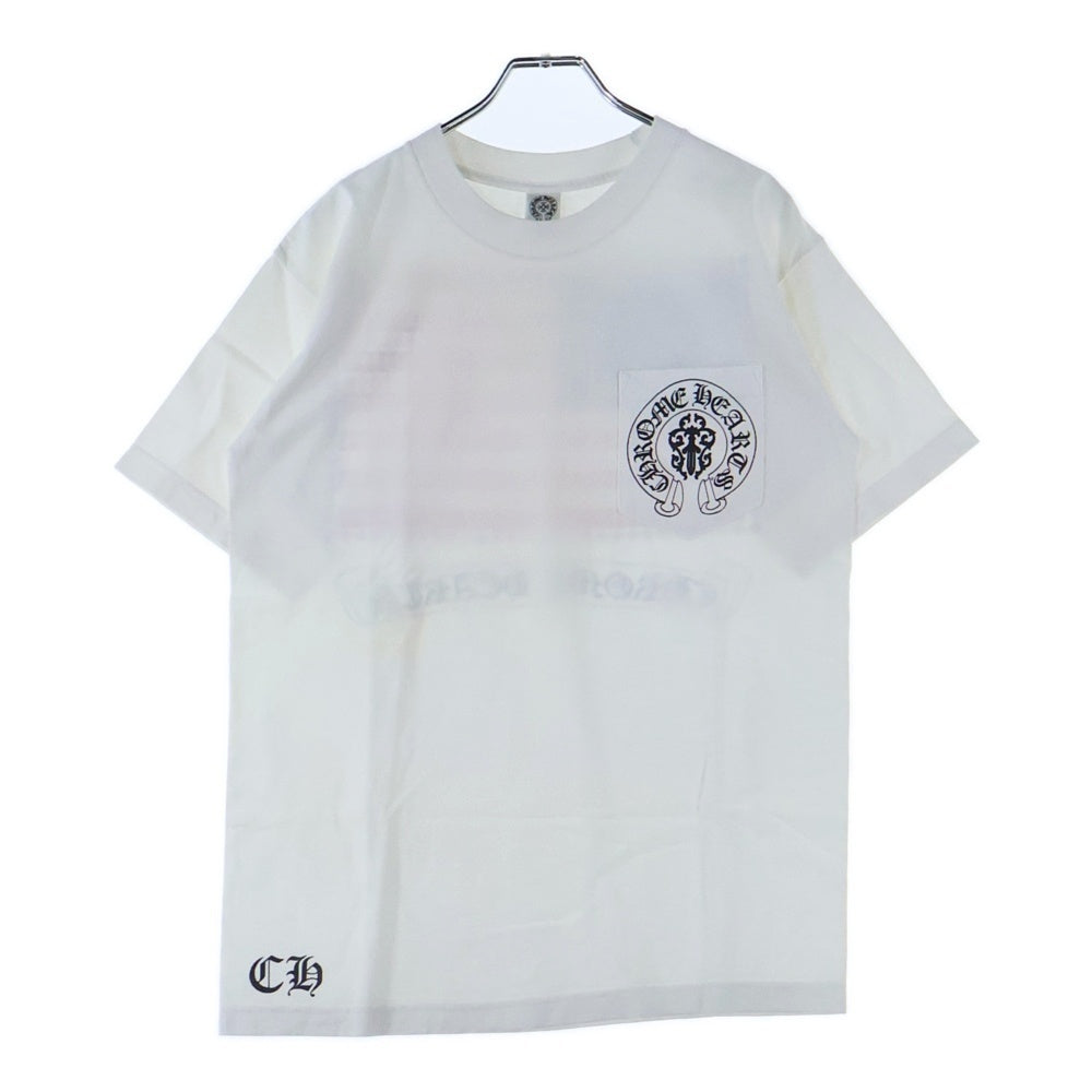 CHROME HEARTS(クロムハーツ) OLD AMERICAN FLAG TEE オールド アメリカンフラッグTシャツ 星条旗 ホースシュープリント 半袖カットソー ホワイト