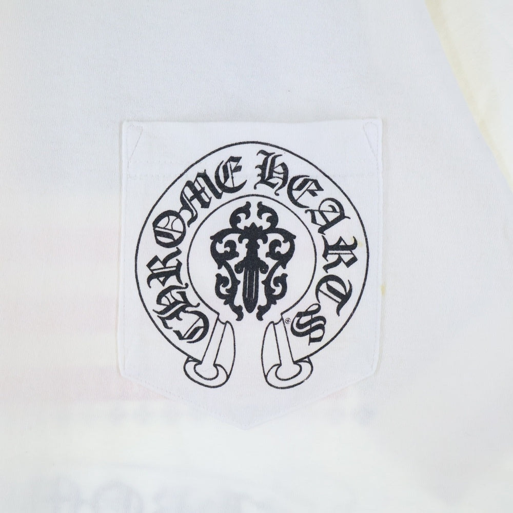CHROME HEARTS(クロムハーツ) OLD AMERICAN FLAG TEE オールド アメリカンフラッグTシャツ 星条旗 ホースシュープリント 半袖カットソー ホワイト