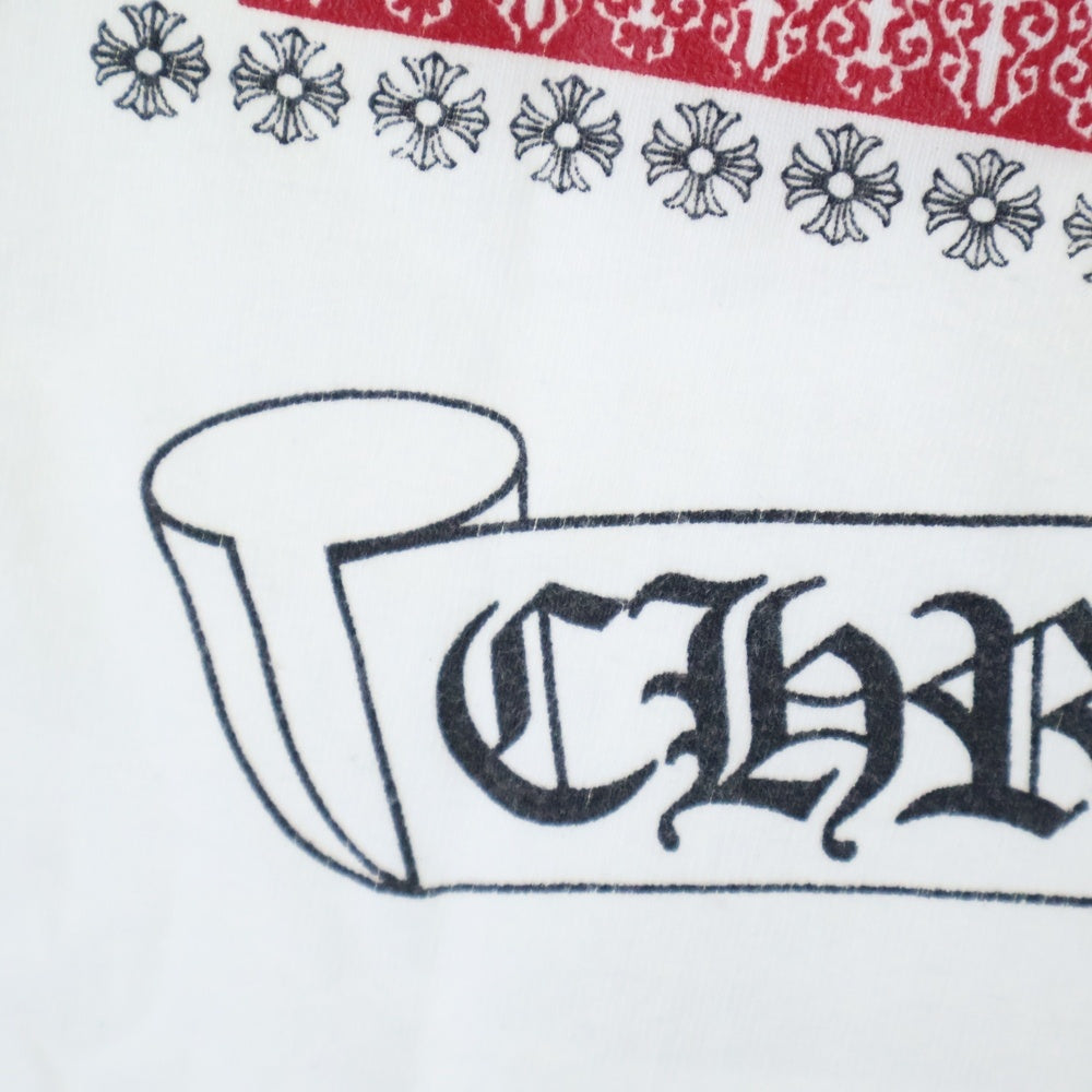 CHROME HEARTS(クロムハーツ) OLD AMERICAN FLAG TEE オールド アメリカンフラッグTシャツ 星条旗 ホースシュープリント 半袖カットソー ホワイト