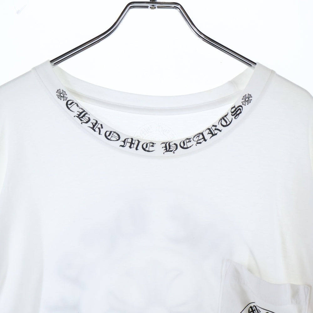 CHROME HEARTS(クロムハーツ) Gradient Logo Horseshoe L/S Tee ネックロゴ グラデーションプリント ロングスリーブ 長袖Tシャツ ホワイト