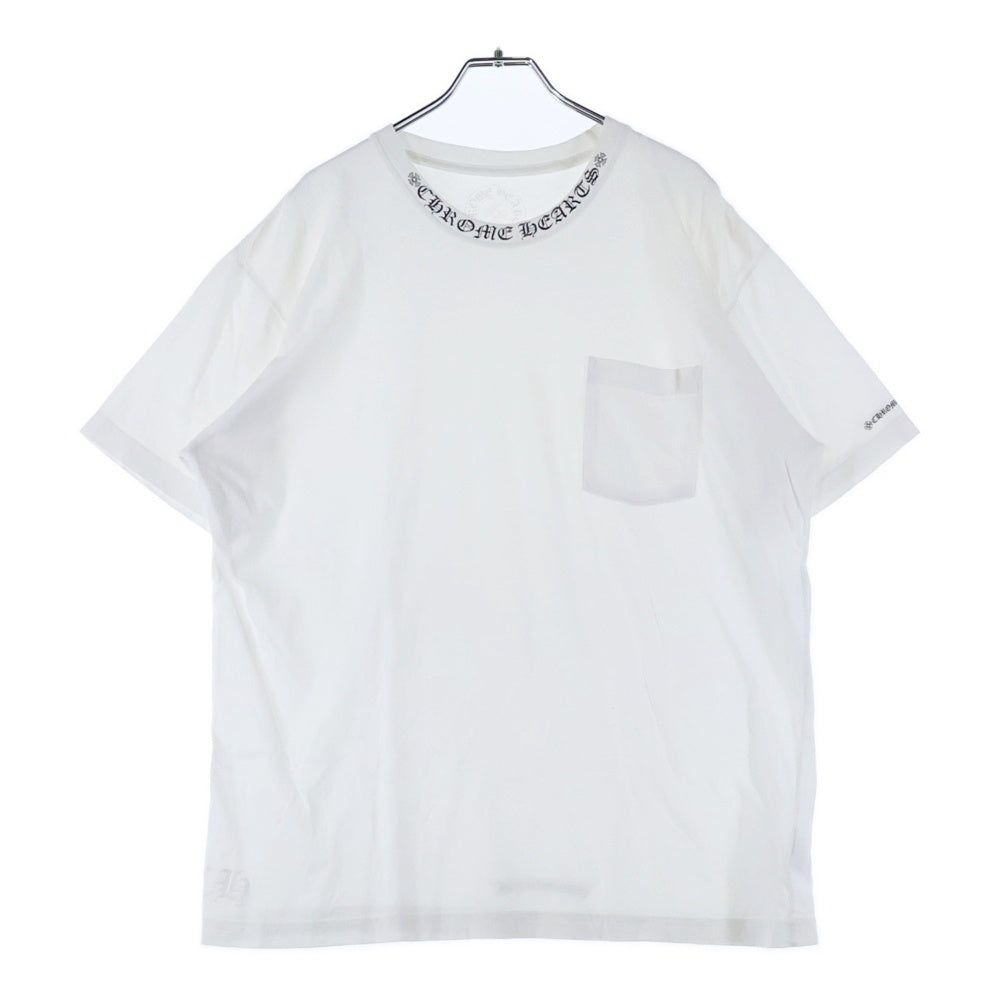 CHROME HEARTS(クロムハーツ) NECK LOGO S/S TEE スクロールラベル プリント 半袖Tシャツ ホワイト