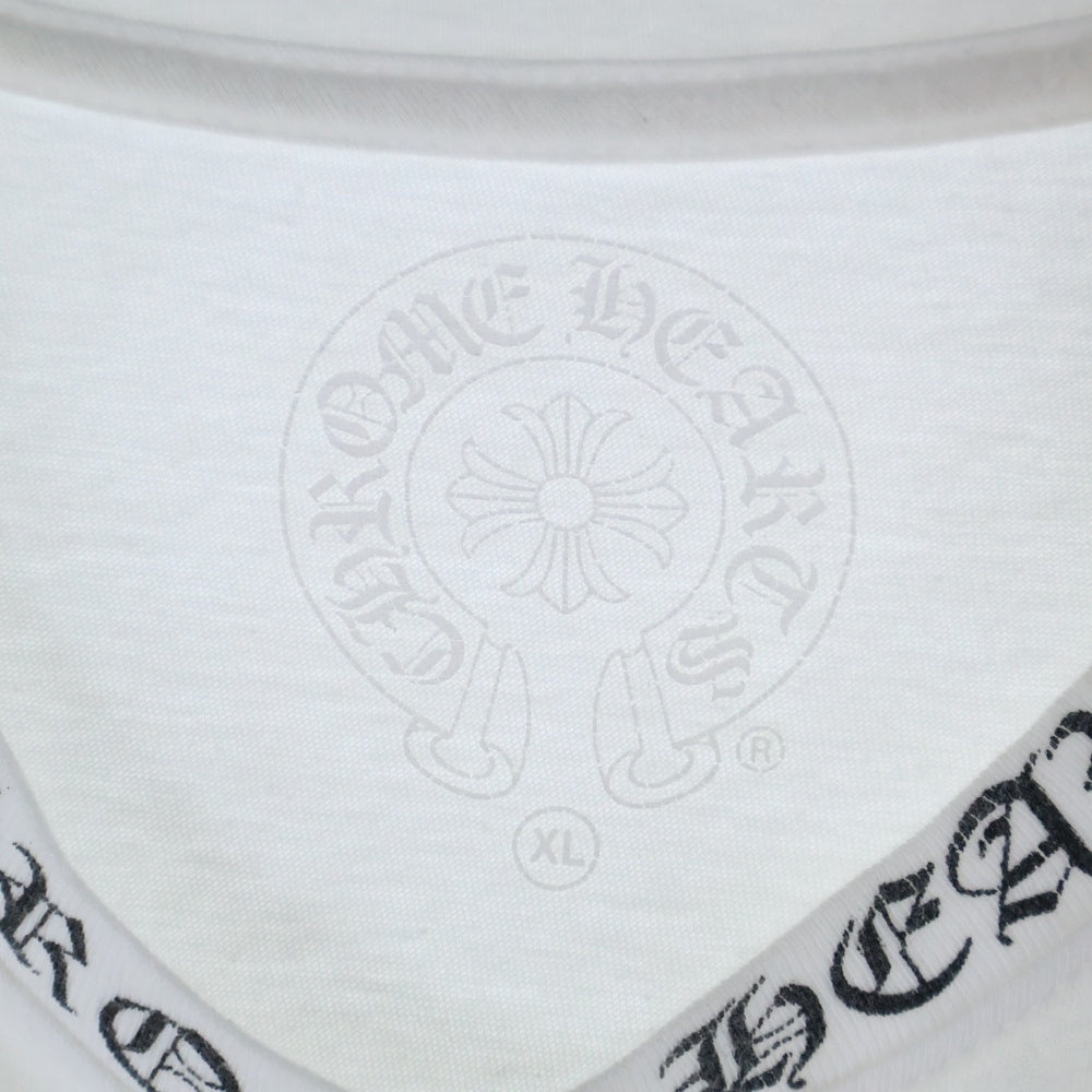 CHROME HEARTS(クロムハーツ) NECK LOGO S/S TEE スクロールラベル プリント 半袖Tシャツ ホワイト