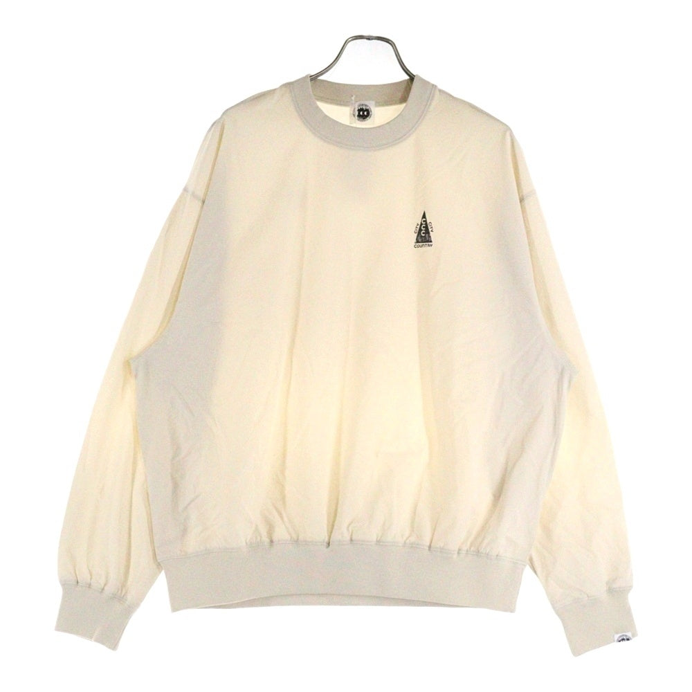 CITY COUNTRY CITY(シティーカントリーシティー) STRETCH CREWNECK ロゴプリント ナイロン プルオーバー スウェット ベージュ CCC-253C004