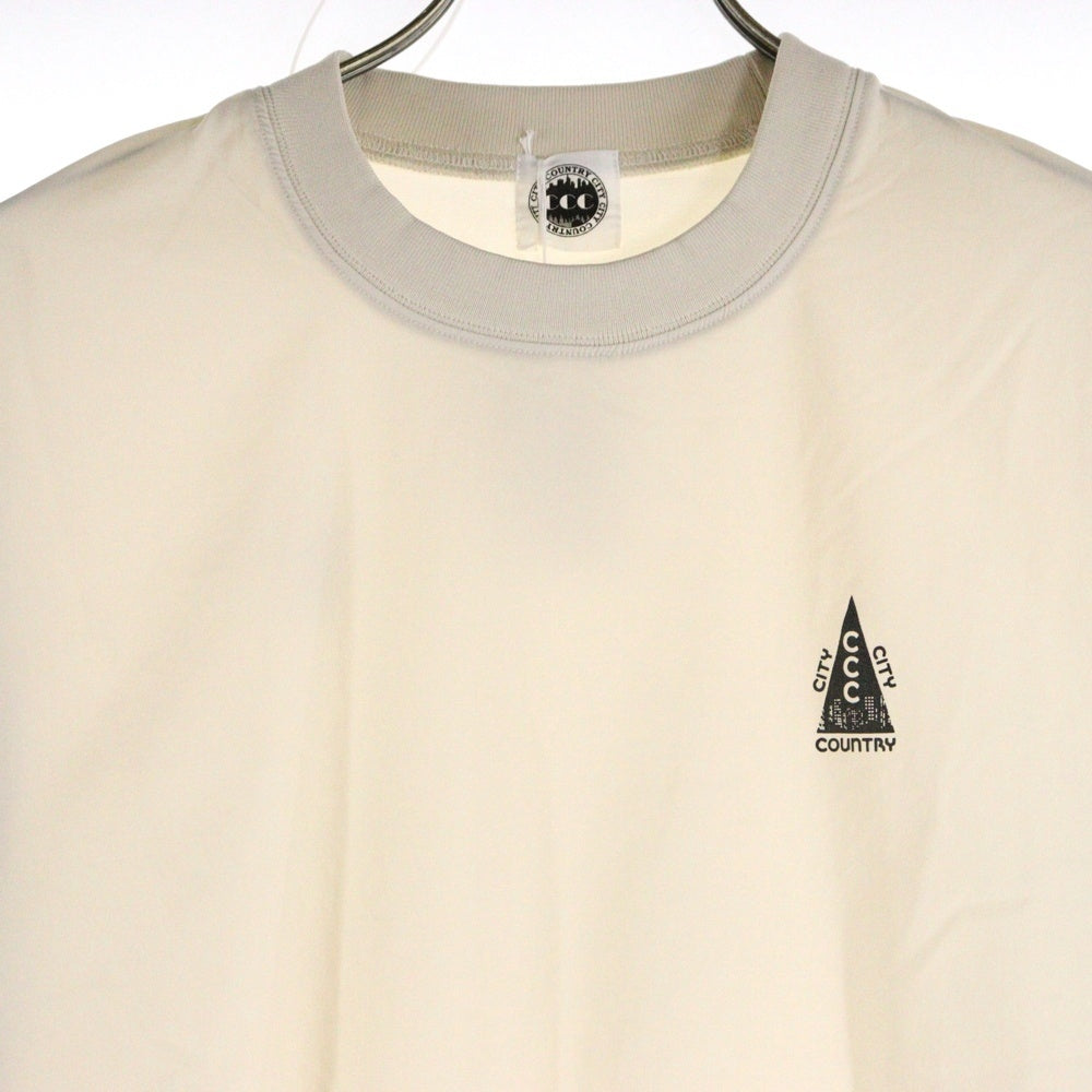 CITY COUNTRY CITY(シティーカントリーシティー) STRETCH CREWNECK ロゴプリント ナイロン プルオーバー スウェット ベージュ CCC-253C004