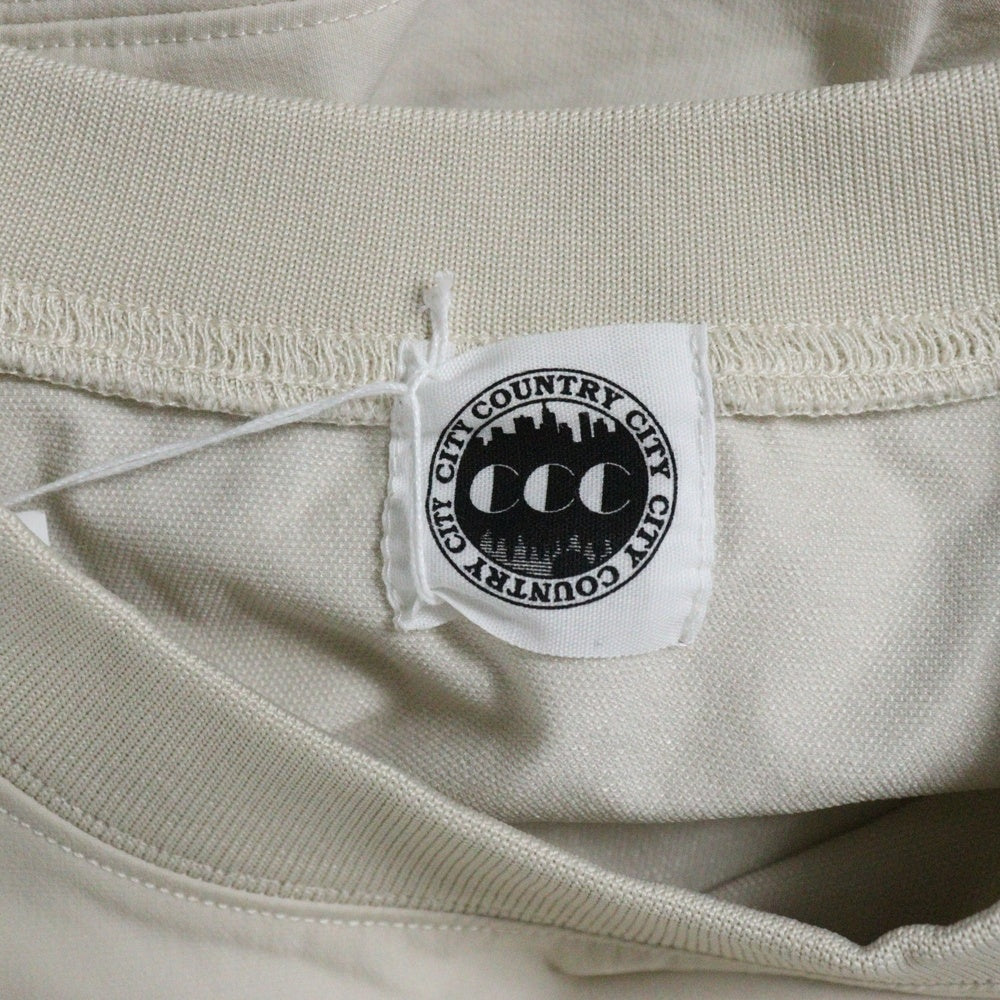 CITY COUNTRY CITY(シティーカントリーシティー) STRETCH CREWNECK ロゴプリント ナイロン プルオーバー スウェット ベージュ CCC-253C004