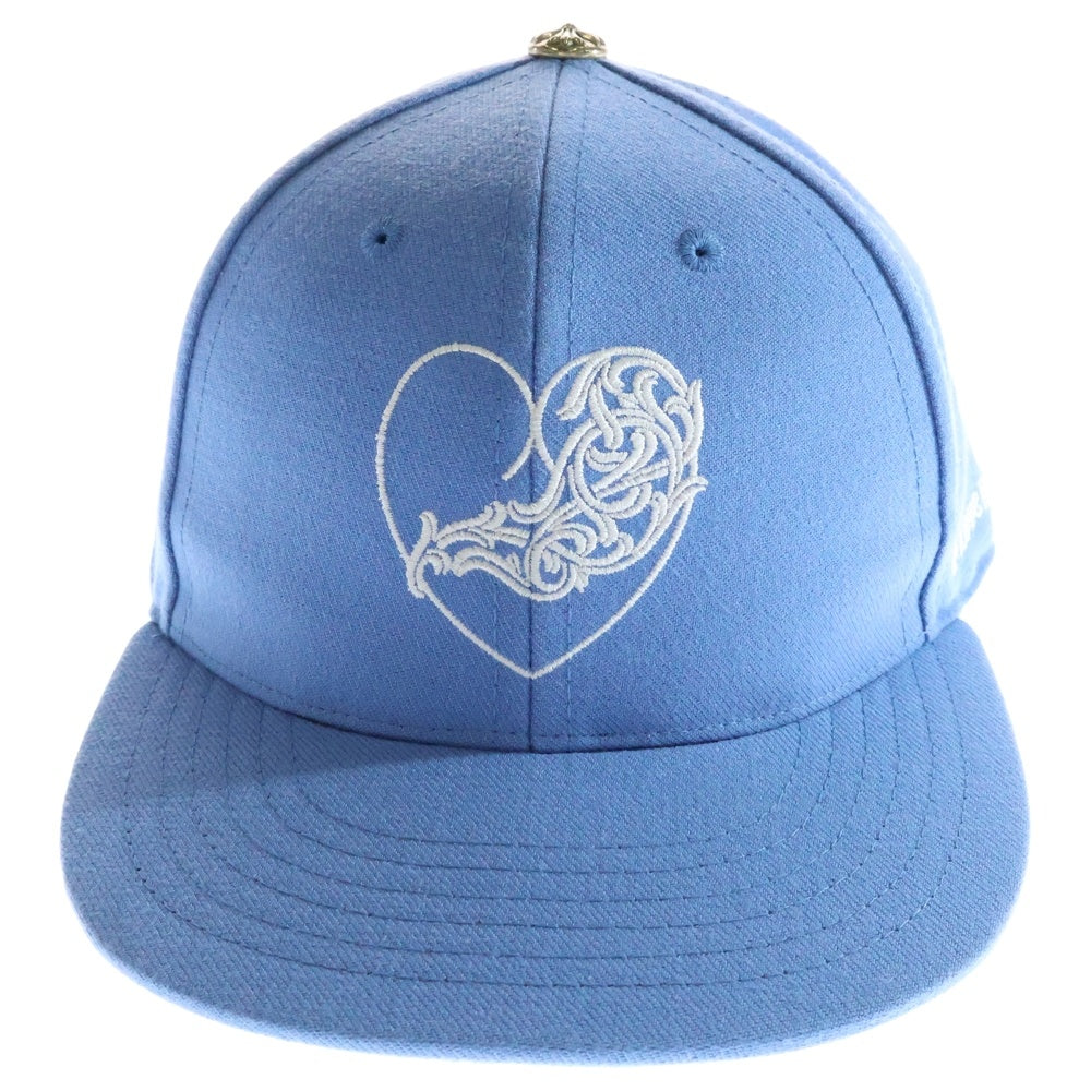 CHROME HEARTS(クロムハーツ) FITTED WOOL ACRYLIC SERGE ハートロゴ刺繍ベースボールキャップ ブルー