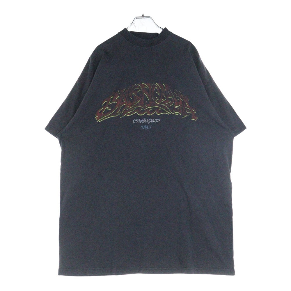 BALENCIAGA(バレンシアガ) 23AW Off Shore Oversized T-shirt ヴィンテージ加工 オーバーサイズド 半袖Tシャツ チャコールグレー 739028 TPVM8