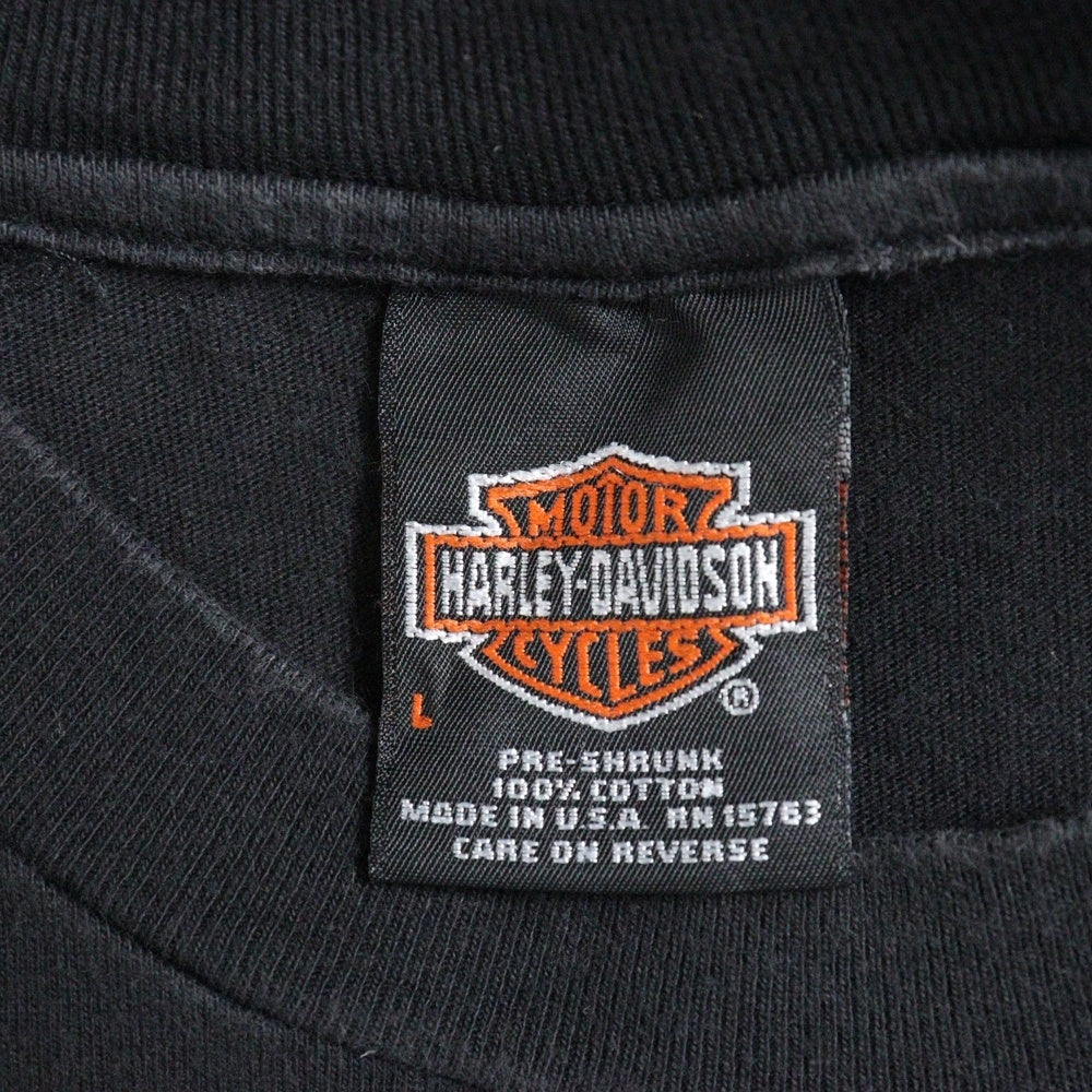HARLEY DAVIDSON(ハーレーダビッドソン) 90s 胸ポケット イーグル 両面プリント半袖Tシャツ カットソー ブラック