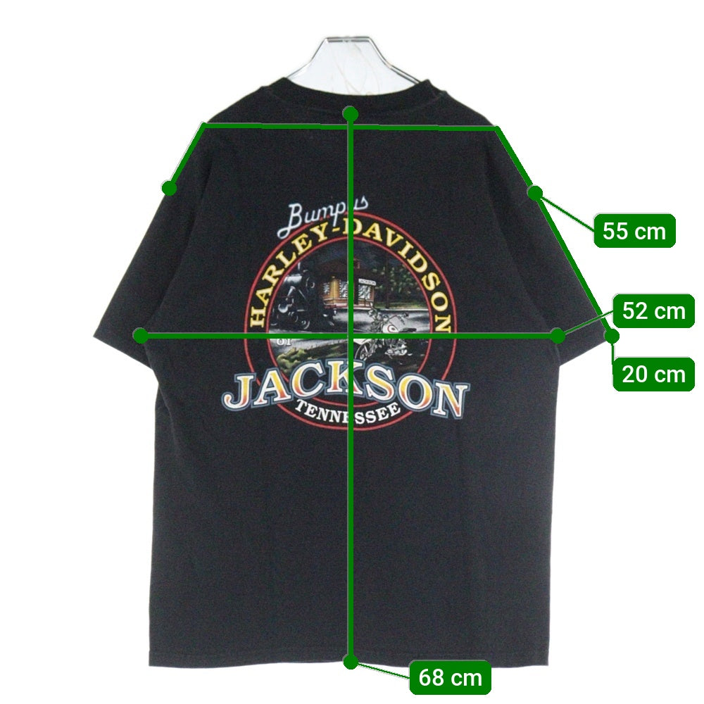 HARLEY DAVIDSON(ハーレーダビッドソン) 90s 胸ポケット イーグル 両面プリント半袖Tシャツ カットソー ブラック