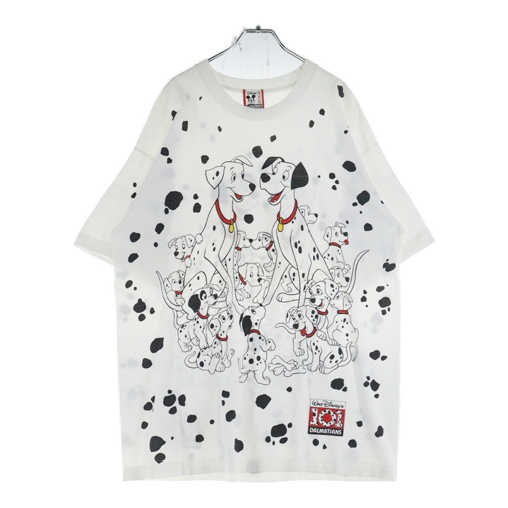 VINTAGE(ヴィンテージ) 90s Disneyディズニー 101匹わんちゃん 総柄 両面プリント半袖Tシャツ カットソー ホワイト