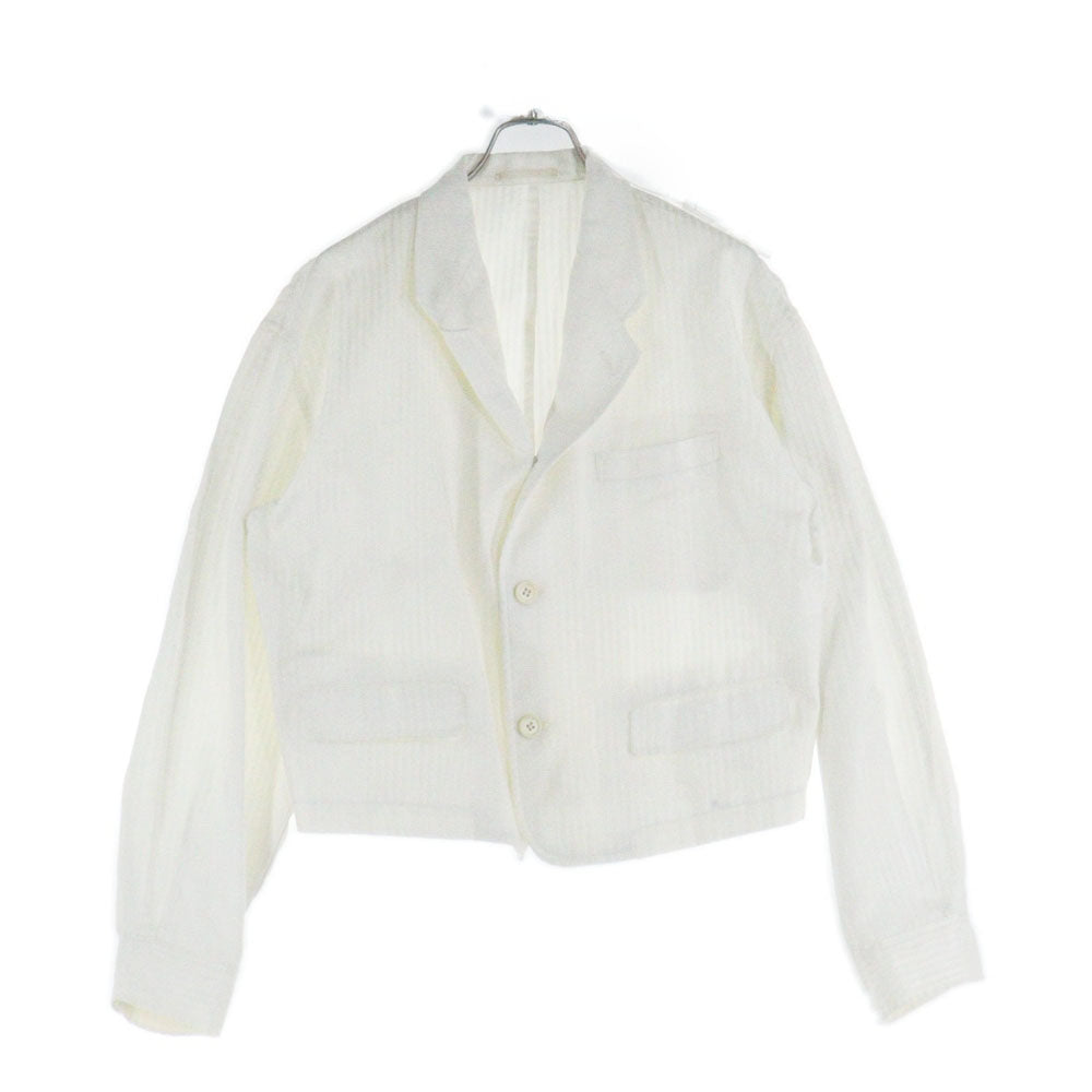 COMME des GARCONS HOMME PLUS(コムデギャルソンオムプリュス) 3B ストライプ ショート丈テーラードジャケット アイボリー