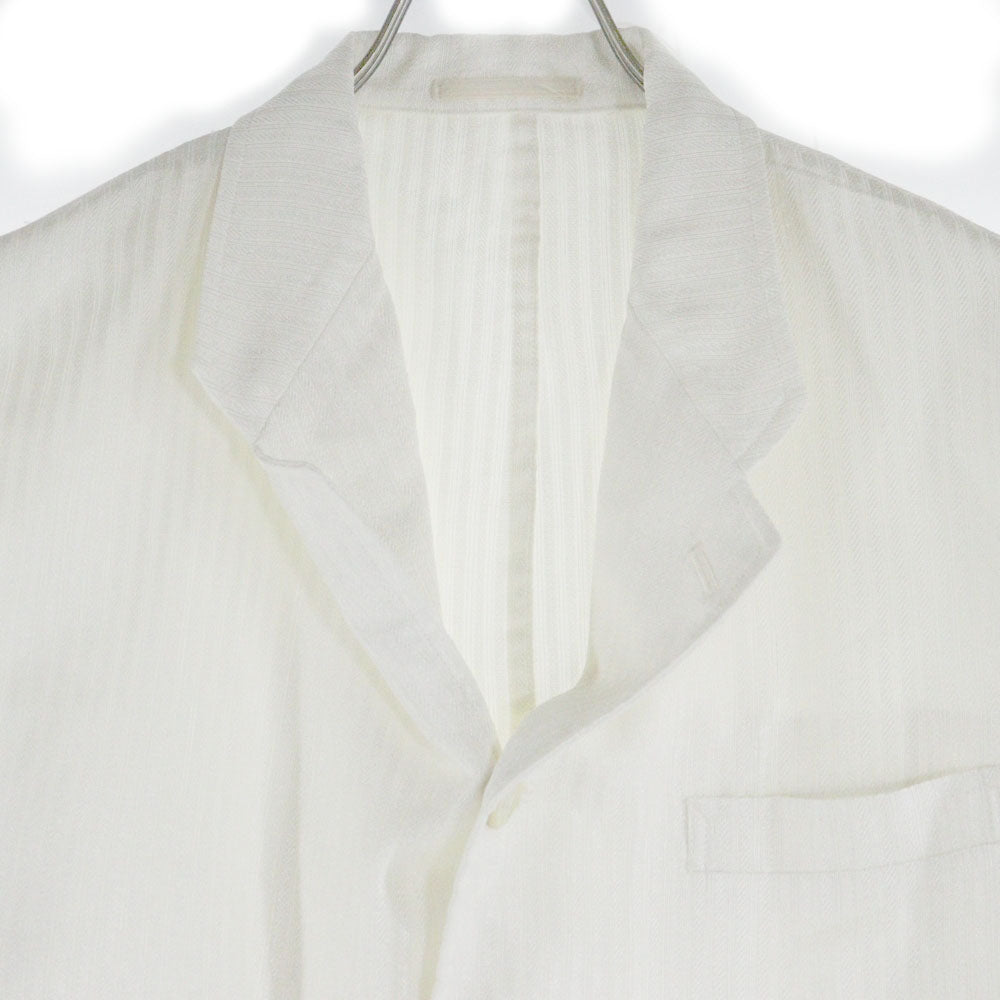 COMME des GARCONS HOMME PLUS(コムデギャルソンオムプリュス) 3B ストライプ ショート丈テーラードジャケット アイボリー