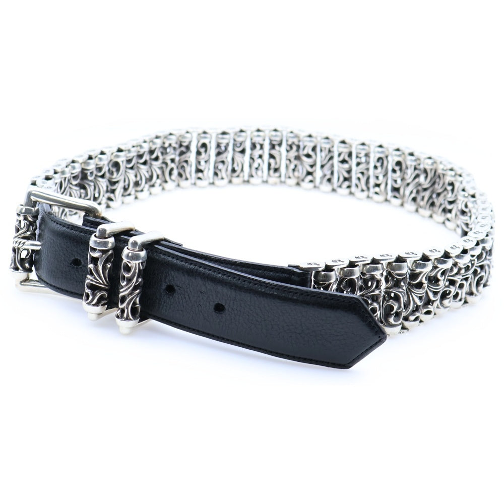 CHROME HEARTS(クロムハーツ) BLT ROLLER LINK ローラー レザーベルト シルバー/ブラック