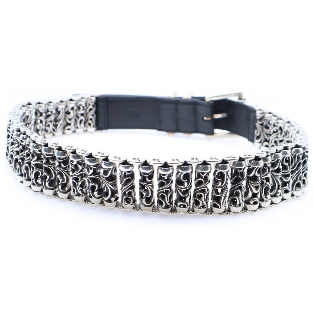 CHROME HEARTS(クロムハーツ) BLT ROLLER LINK ローラー レザーベルト シルバー/ブラック