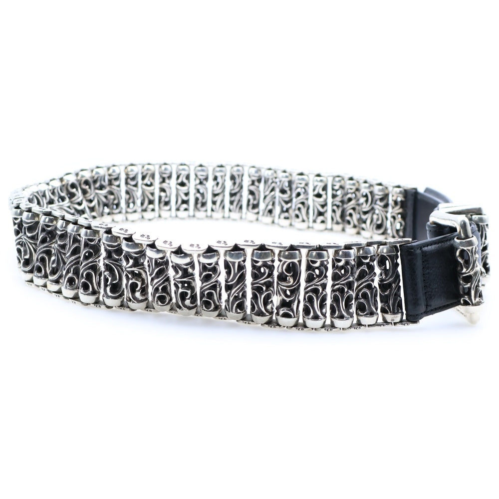 CHROME HEARTS(クロムハーツ) BLT ROLLER LINK ローラー レザーベルト シルバー/ブラック